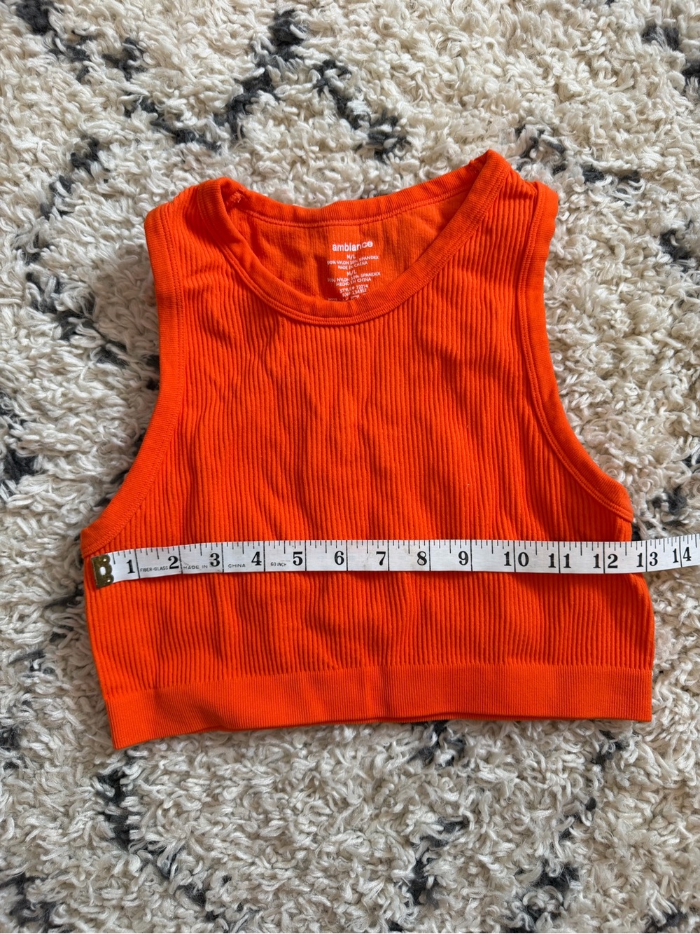 Ambiance Orange Ribbed Crop Tank Top woman size M/L